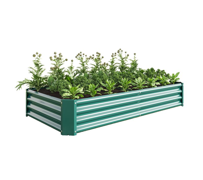 Bac à Fleur En Acier Vert 180x91x30 Cm, Robuste Et Durable Sans Fond