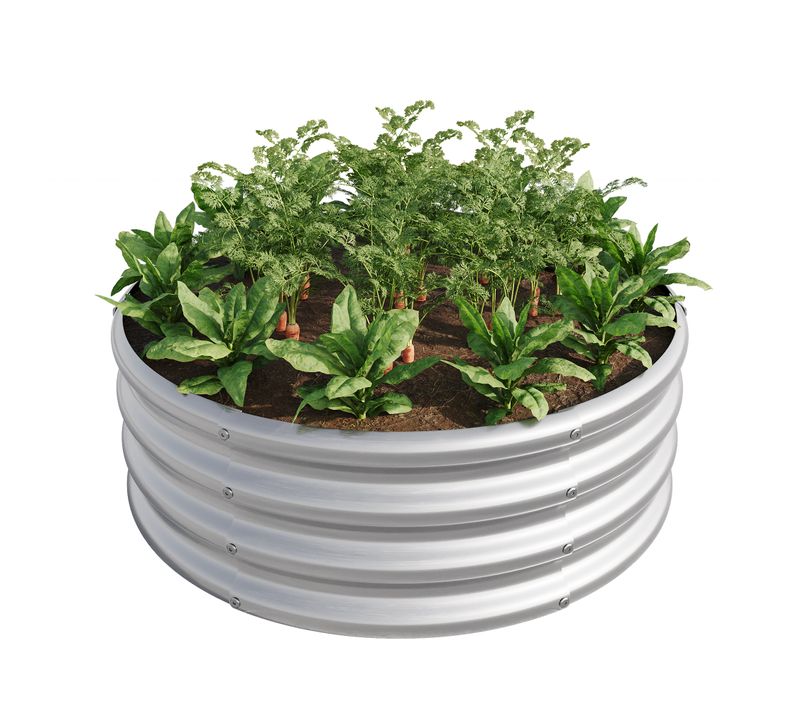 Bac à Fleur Rond Galvanisé 45x45x30 Cm, Robuste Et Durable, Pour Jardin Extérieur, Argenté