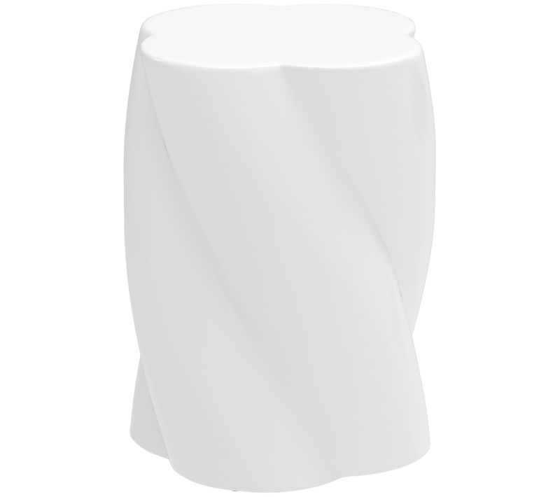 Tabouret En Céramique Spirale Résistant Aux Intempéries Avec Couvercle Trèfle, Blanc, D.33 X 45 Cm
