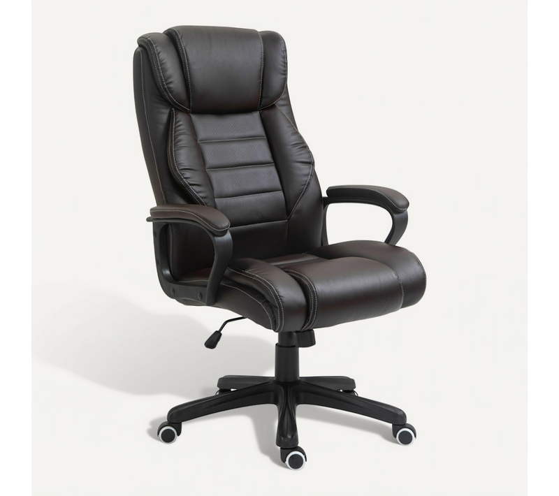 Fauteuil Relax Ergonomique Avec Fonction Massage Et Dossier Haut, Marron