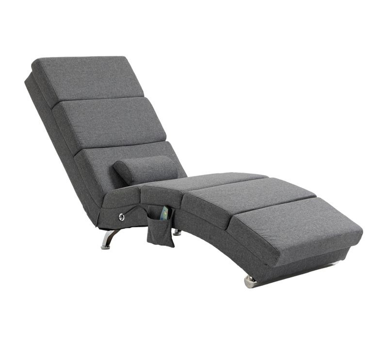 Fauteuil De Relaxation Électrique Avec Massage, Télécommande, Coussin, Gris Foncé