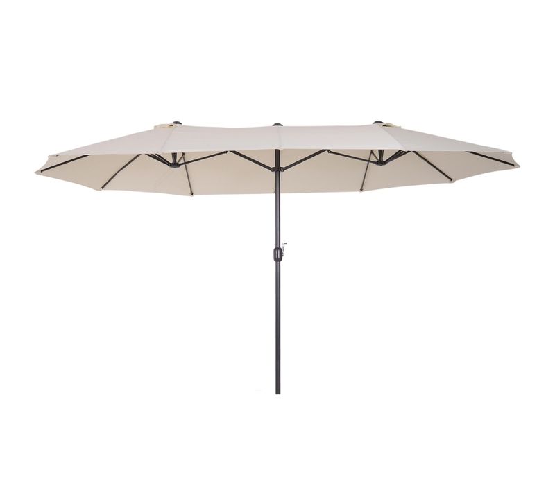 Parasol Double Ovale Beige Avec Manivelle 455x270 Cm Pour Terrasse