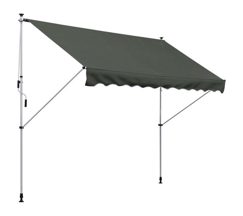 Store Banne Autoportant Gris Avec Manivelle 300x150 Cm Réglable