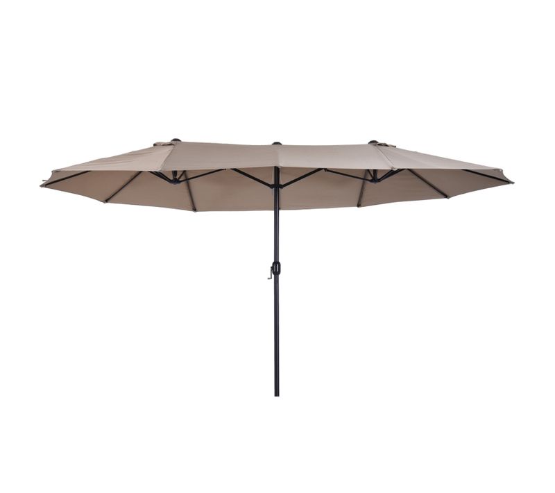 Parasol Double Ovale 460x270 Cm Avec Manivelle Polyester Café Clair