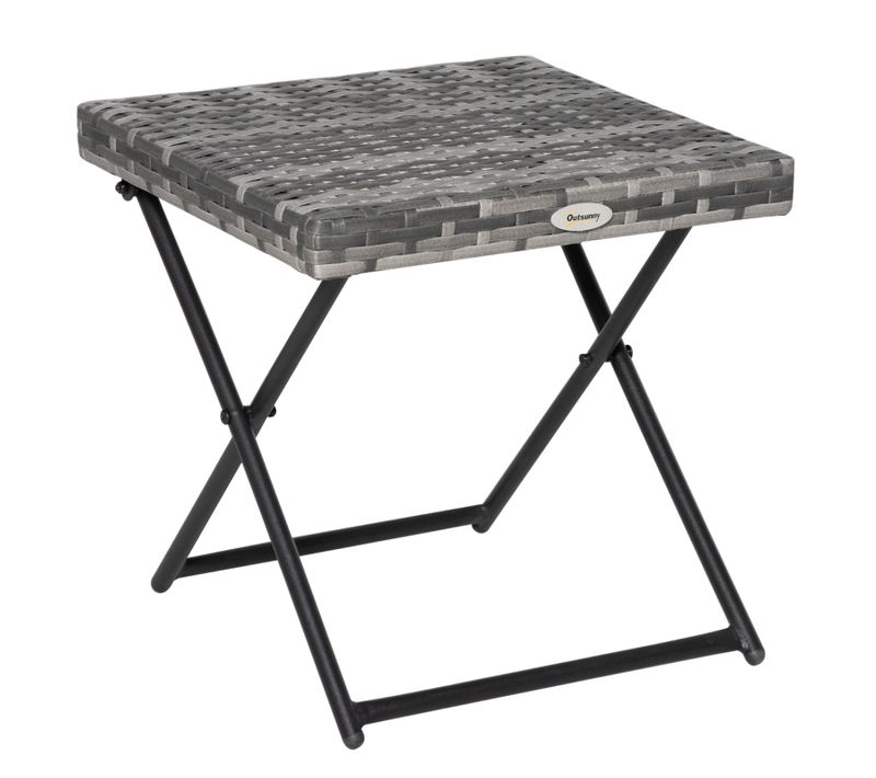Table De Jardin Pliante En Polyrattan 40x40x40 Cm Gris