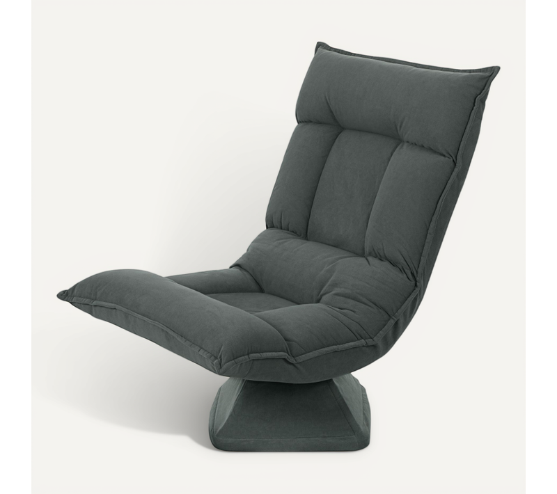 Fauteuil De Sol Pivotant 360° Avec Dossier Inclinable 5 Positions, Gris Foncé