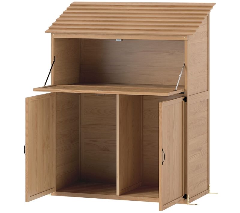 Abri De Jardin Bois 110x54x136 Cm Avec Étagères Et Table Rabattable