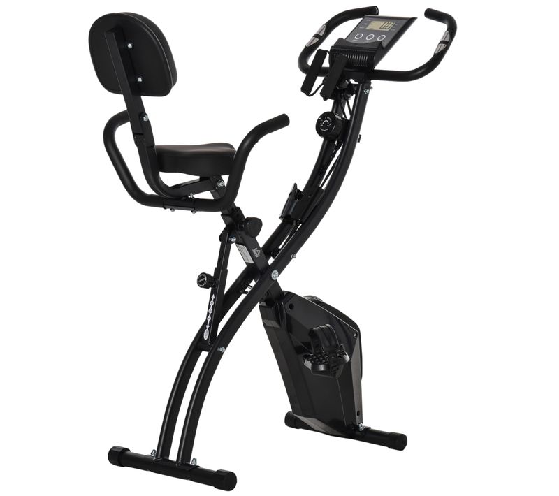 Hometrainer 2-en-1 Pliable Avec Résistance Magnétique 8 Niveaux Et Élastiques