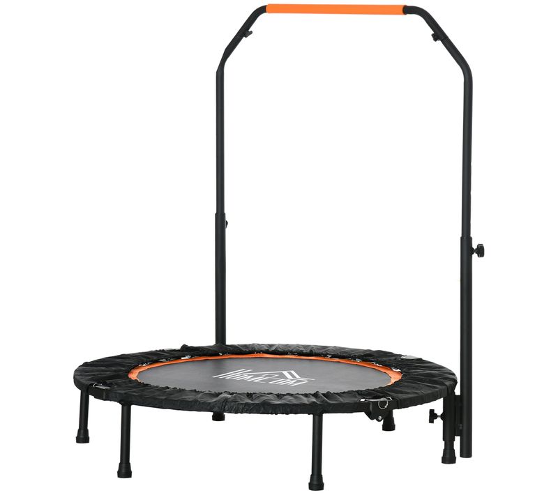 Mini-trampoline Pliable 102 Cm Avec Poignée Réglable Et Pieds Antidérapants