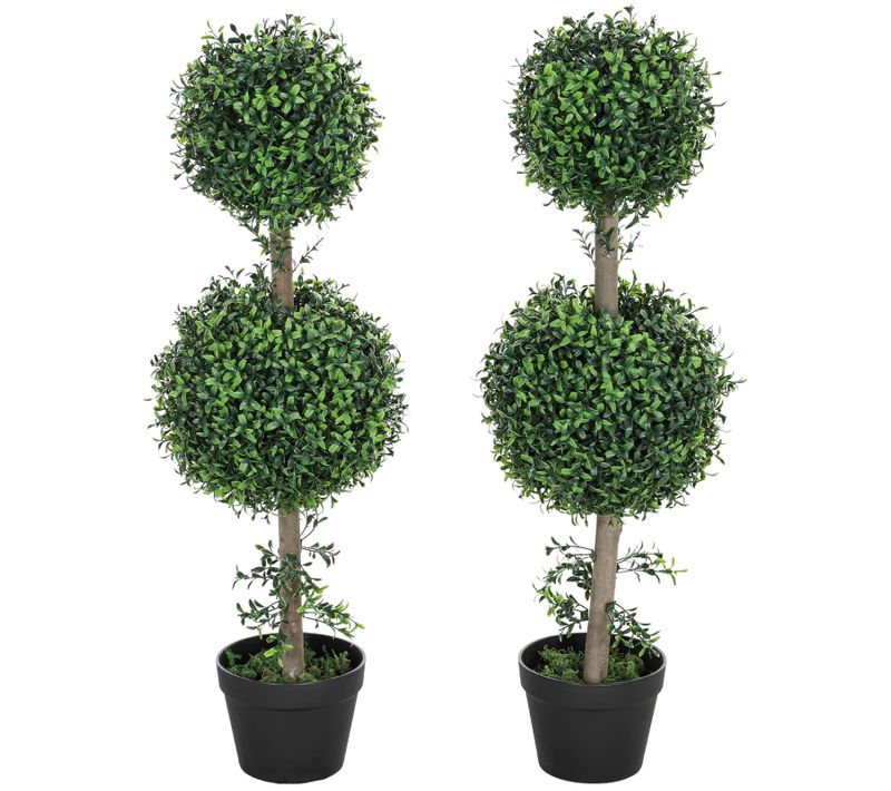 Set 2 Buis Artificiels 91 Cm Avec Pots Pour Intérieur Et Extérieur