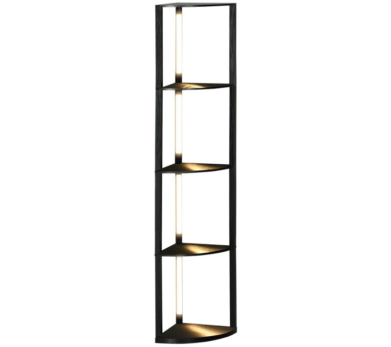 Lampadaire LED Avec 4 étagères Et 3 Couleurs De Lumière, Noir