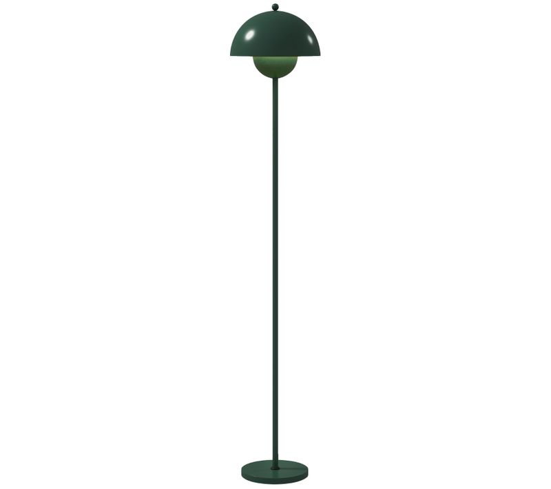 Lampadaire Avec Abat-jour Rond, Lumière Réfléchie, Pied Vert E27