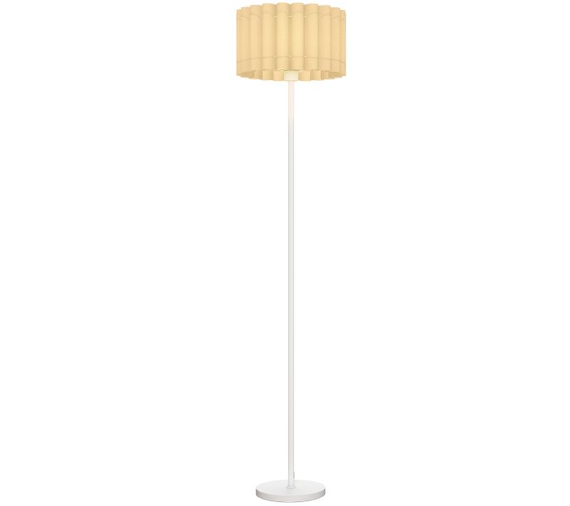 Lampadaire Avec Abat-jour Ondulé, Pied Métal Blanc E27