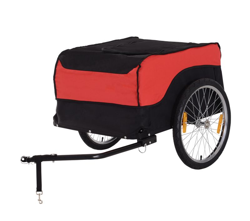 Remorque Vélo Cargo Pliable 40 Kg Rouge Et Noir, Pratique Et Robuste