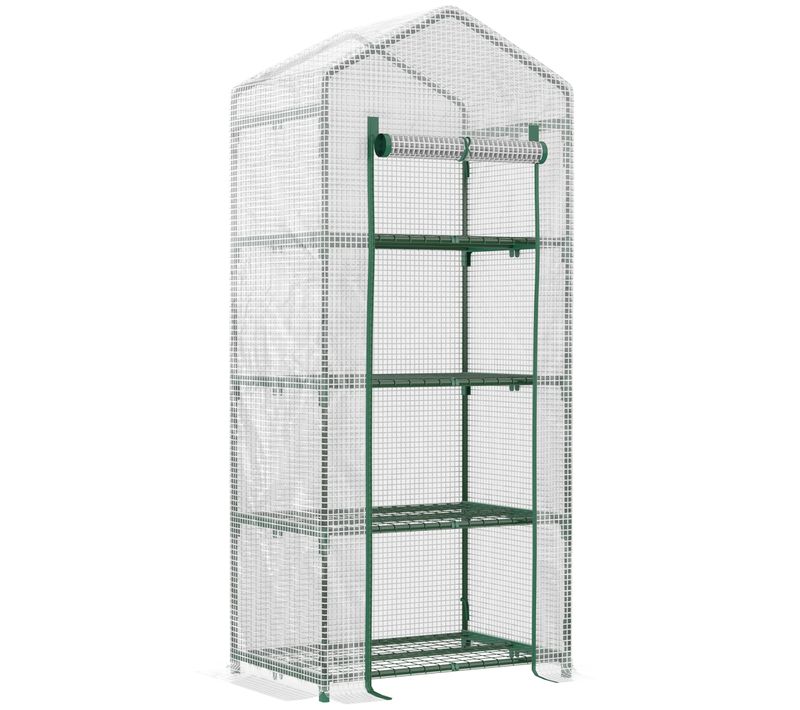 Mini Serre En Plastique Avec 4 Étagères 70x50x160 Cm Pour Balcon Et Jardin