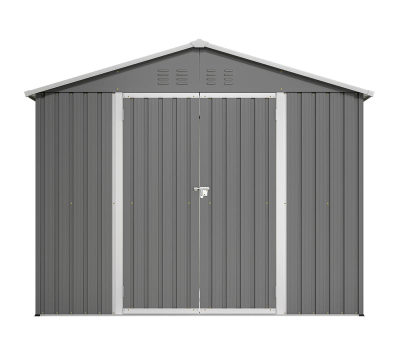 Abri De Jardin Métallique 8x6 Ft Anthracite Avec Grande Porte Battante