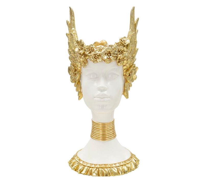 Buste Sculpture Athena Classique Décor Doré 17,5x17x38 Cm