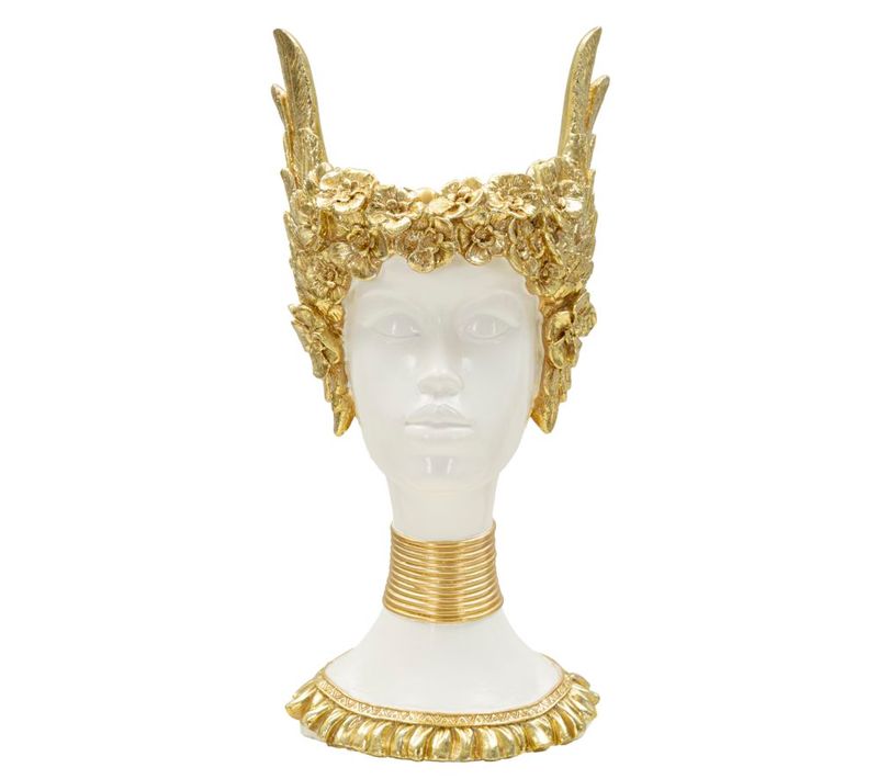 Buste Sculpture Athena Classique Décor Doré 15x14,5x32 Cm