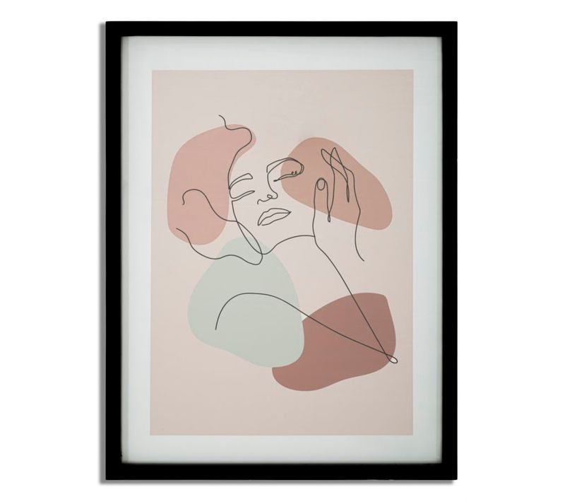 Impression Encadrée Visage Féminin Tons Doux 35x2x47 Cm Pour Salon