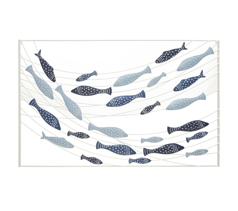 Panneau Mural Poissons En Métal 3d 96,5x61 Cm Multicolore Moderne