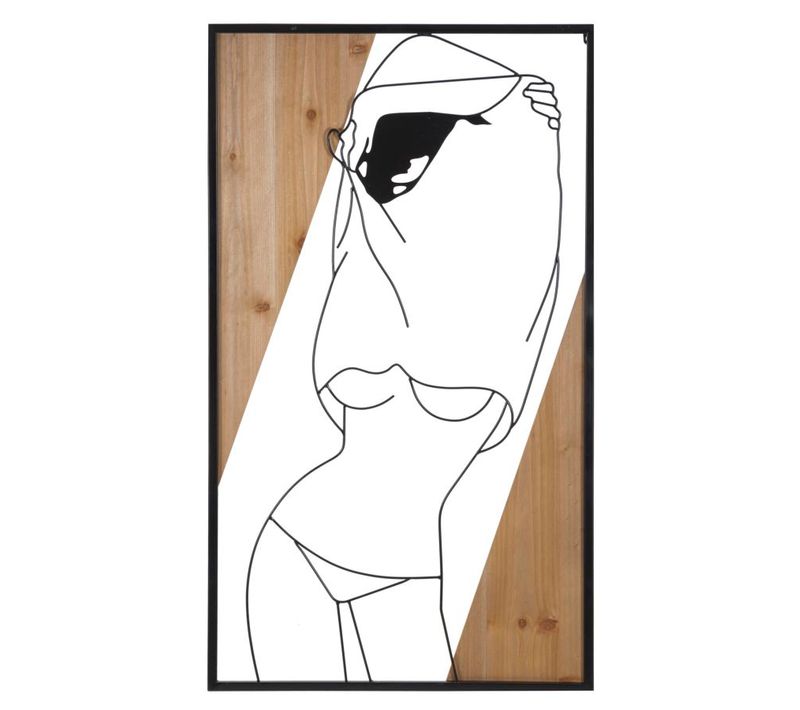 Panneau Mural 3d Fille En Métal Et Bois 50x90 Cm - Modèle B