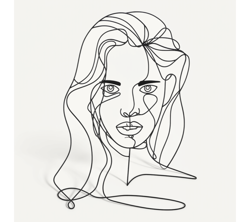 Panneau Mural 3d Visage De Fille Métal Noir 57,5x80 Cm