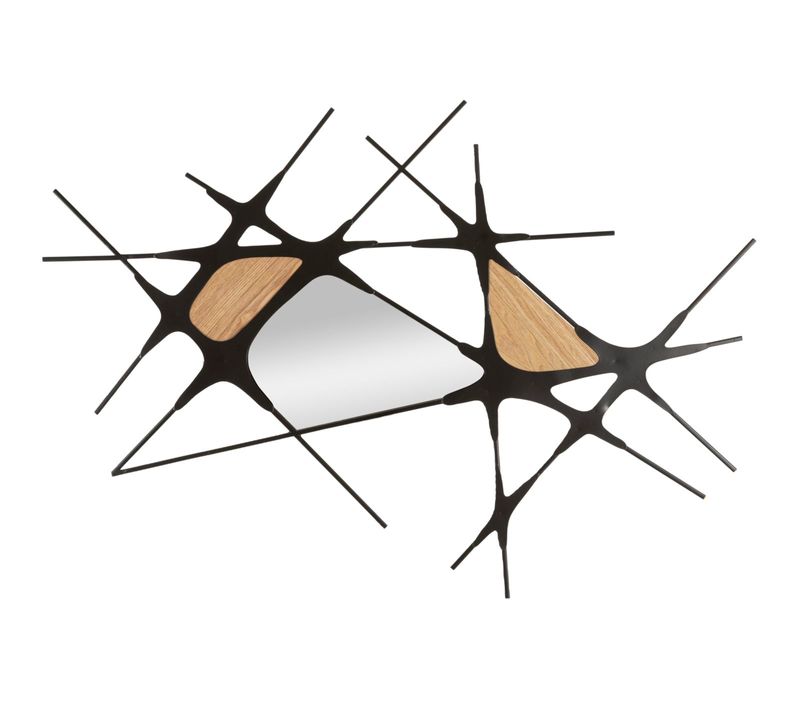 Panneau Mural Décoratif Métal Et Bois Style Abstrait Moderne 114x80 Cm