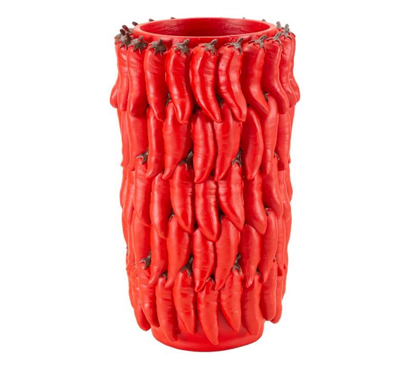 Vase Moderne En Résine Piments Ø 20x34 Cm Décoration Originale Couleur Rouge
