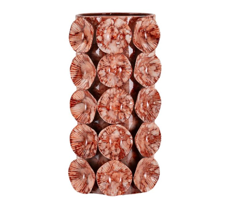 Petit Vase Décoratif Moderne En Métal Rouge Design 12,5x24 Cm