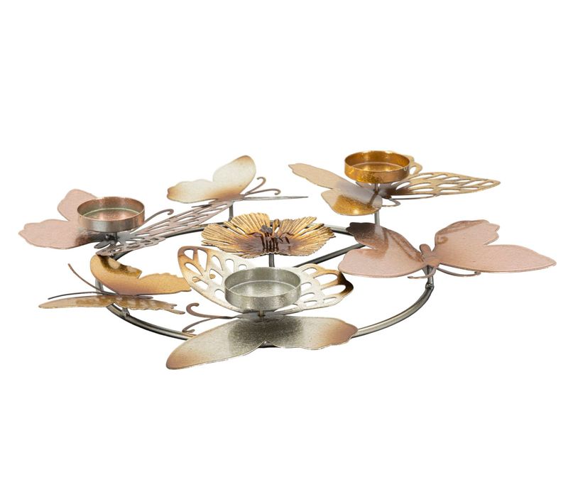 Bougeoir Mural Rond Papillons Et Fleurs Multicolores 39x35,5x7 Cm