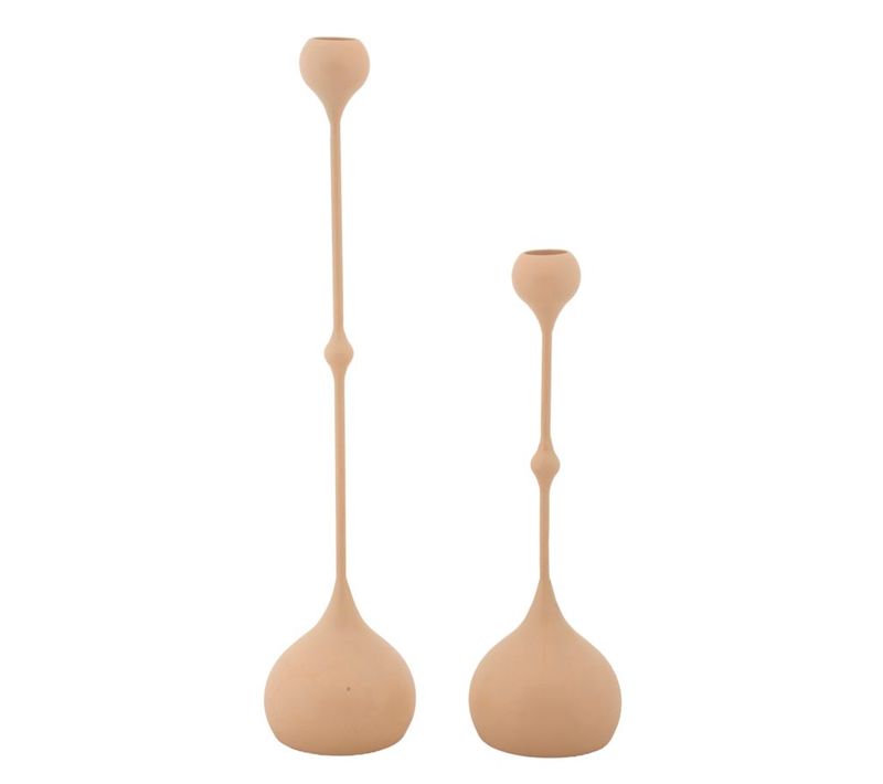 Lot De 2 Bougeoirs Slimmy Rose Et Doré Ø8x26-ø8x37 Cm