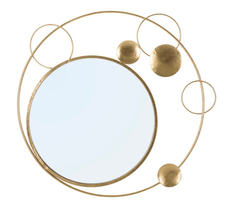Miroir Mural Rond Doré Avec Cadre Inspiré Du Système Solaire 90 X 83 Cm