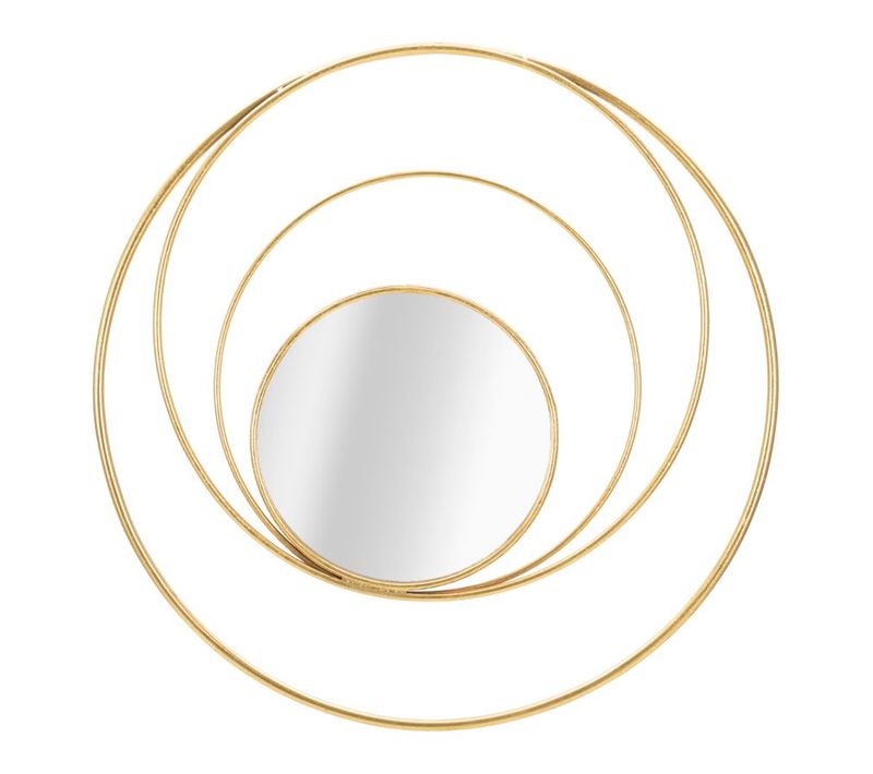 Miroir Mural Rond Doré Ø 80 Cm Avec Cercles Décoratifs Élégants