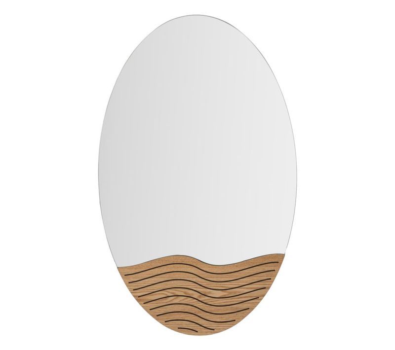 Miroir Mural Rond 50x80 Cm Décor Bois Ondes Moderne