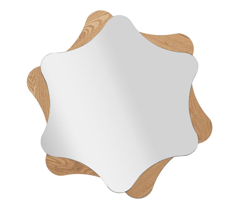 Miroir Mural étoile 80 Cm Avec Décor Bois Rond Moderne