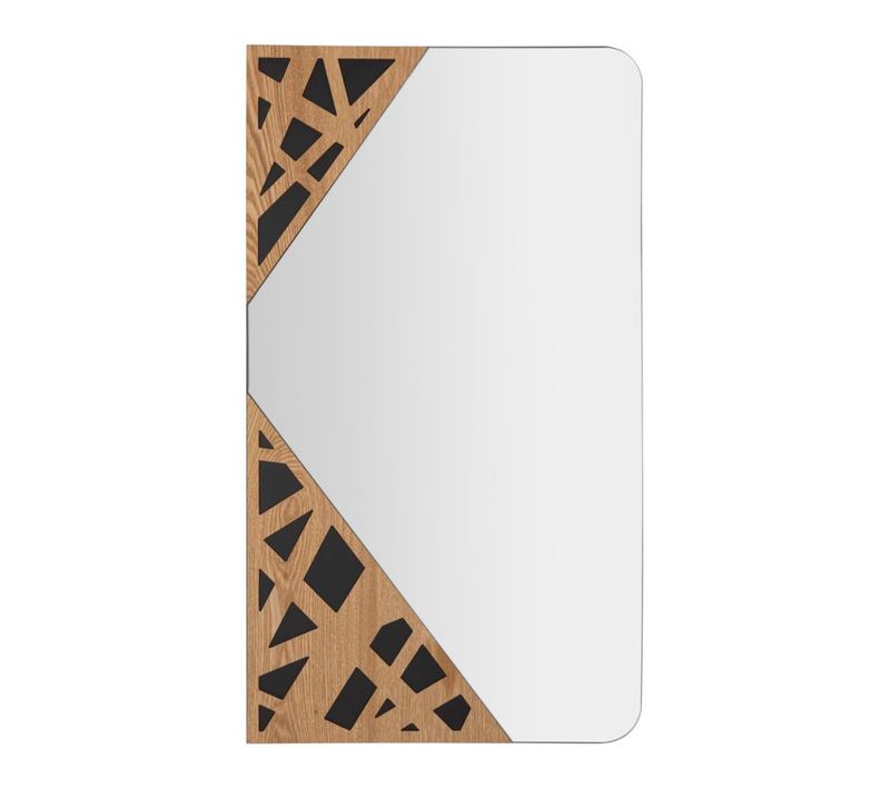 Miroir Mural Rectangulaire 50x90 Cm Avec Décor Géométrique Tissé