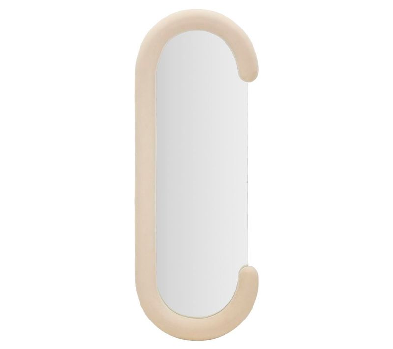 Miroir Mural 60x160 Cm Cadre Velours Crème Forme C Pour Intérieur Élégant