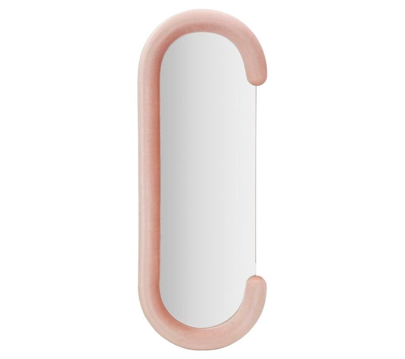 Miroir Mural 60x160 Cm Cadre Velours Rose Forme C Pour Salon Et Chambre