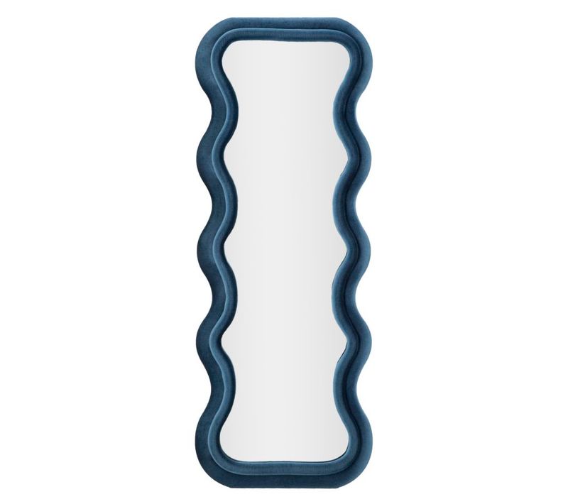 Miroir Mural 60x160 Cm Cadre Bleu Ondulé Pour Salon Et Chambre