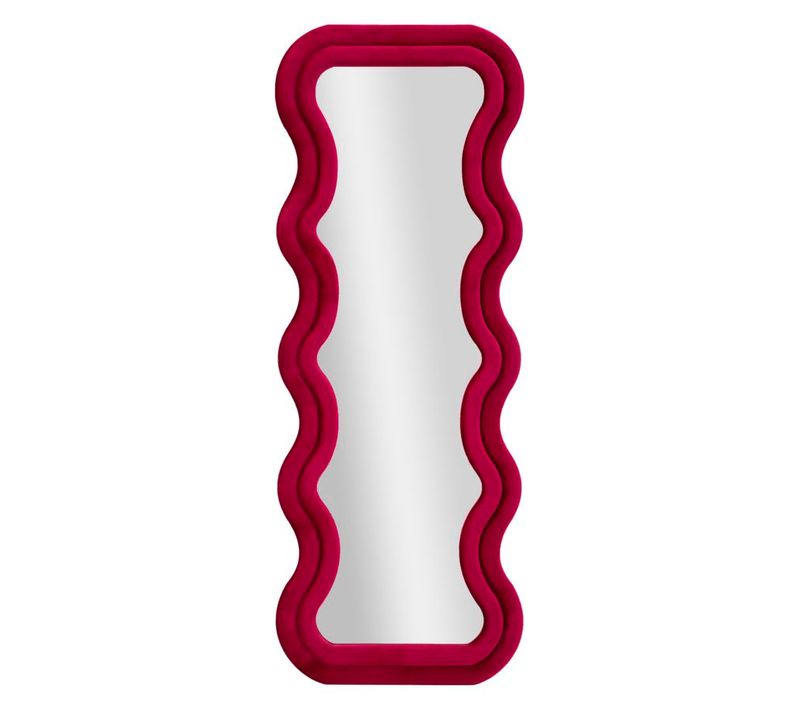 Miroir Mural 60x160 Cm Cadre Velours Fuchsia Ondulé, Élégance Moderne