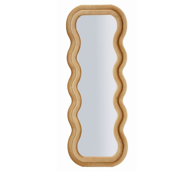 Miroir Mural 60x160 Cm Cadre Velours Doré Ondulé, Élégance Et Lumière