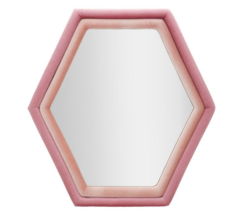 Miroir Mural Hexagonal 75x80 Cm Cadre Tissu Multicolore Pour Intérieur Moderne