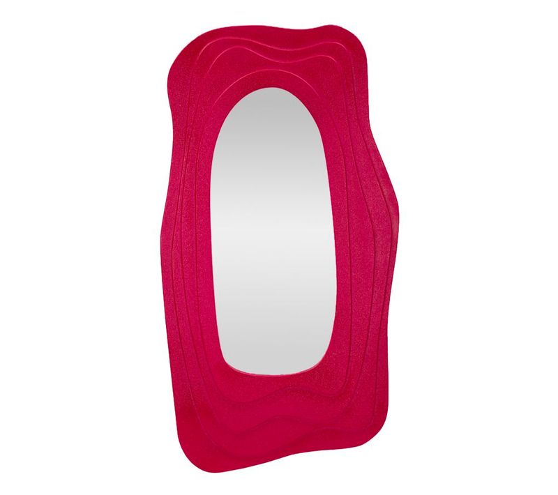 Grand Miroir Mural Fuchsia 90x165 Cm Aux Formes Sinueuses Modernes