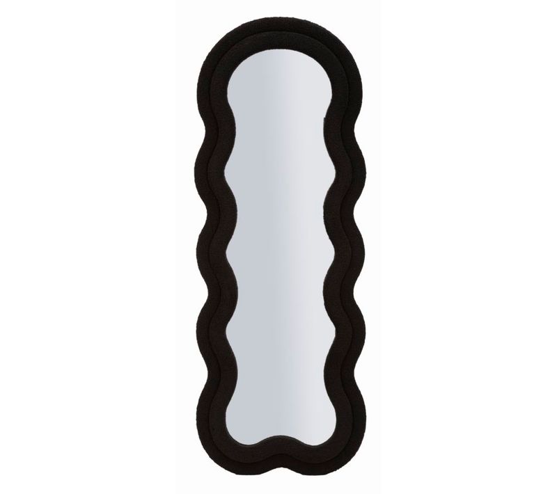 Miroir Mural Noir 60x160 Cm Avec Cadre En Tissu Teddy Moderne