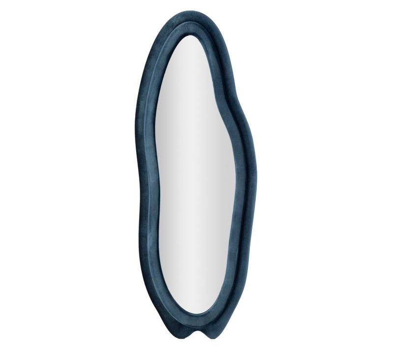 Miroir Mural Bleu 60x160 Cm Avec Cadre En Velours Élégant