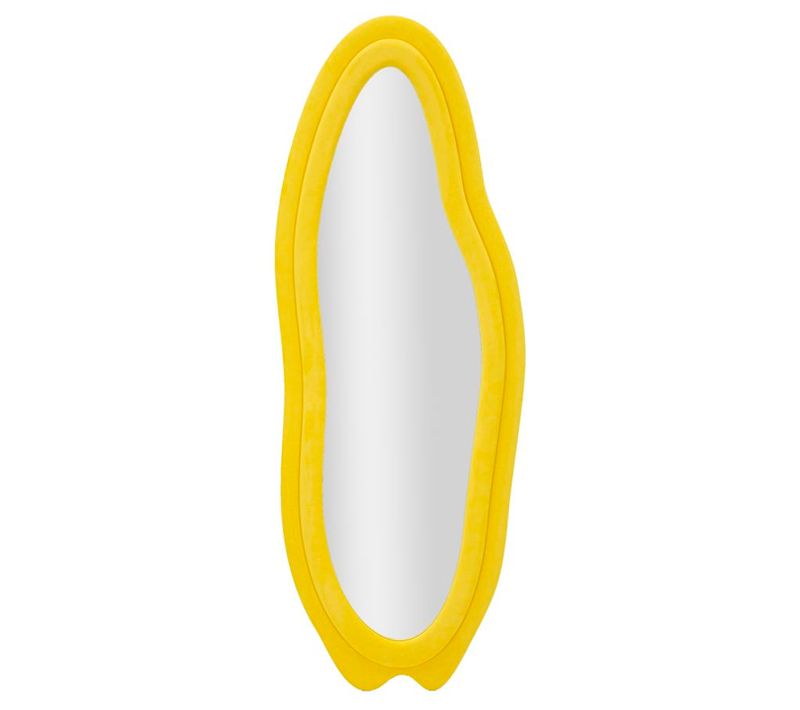 Miroir Mural Jaune 60x160 Cm Avec Cadre En Velours Raffiné