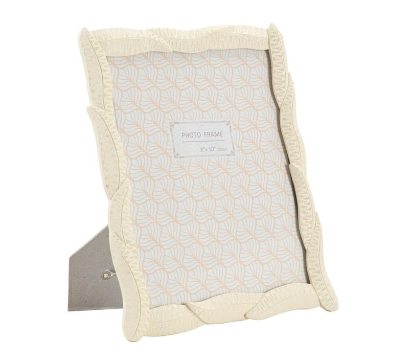 Cadre Photo Crème En Résine Motif Feuilles Entrelacées 25x30 Cm Format 20x25 Cm