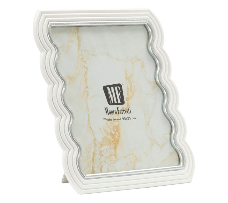 Cadre Photo Blanc Et Argent 25x30 Cm Design Ondulé Moderne Pour Photo 20x25 Cm