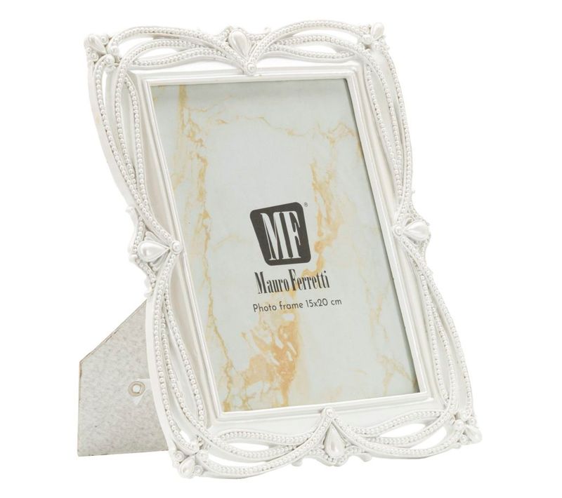 Cadre Photo Argenté 21,8x26,8 Cm Format 15x20 Avec Bordure Ruban Chic