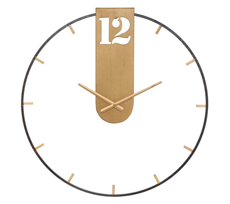 Horloge Murale D.60 Cm En Métal Noir Et Doré Design Minimaliste Et élégant